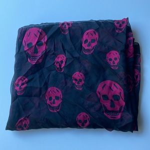 Authentic | ALEXANDER MCQUEEN | Red and Black Skull Silk Scarf